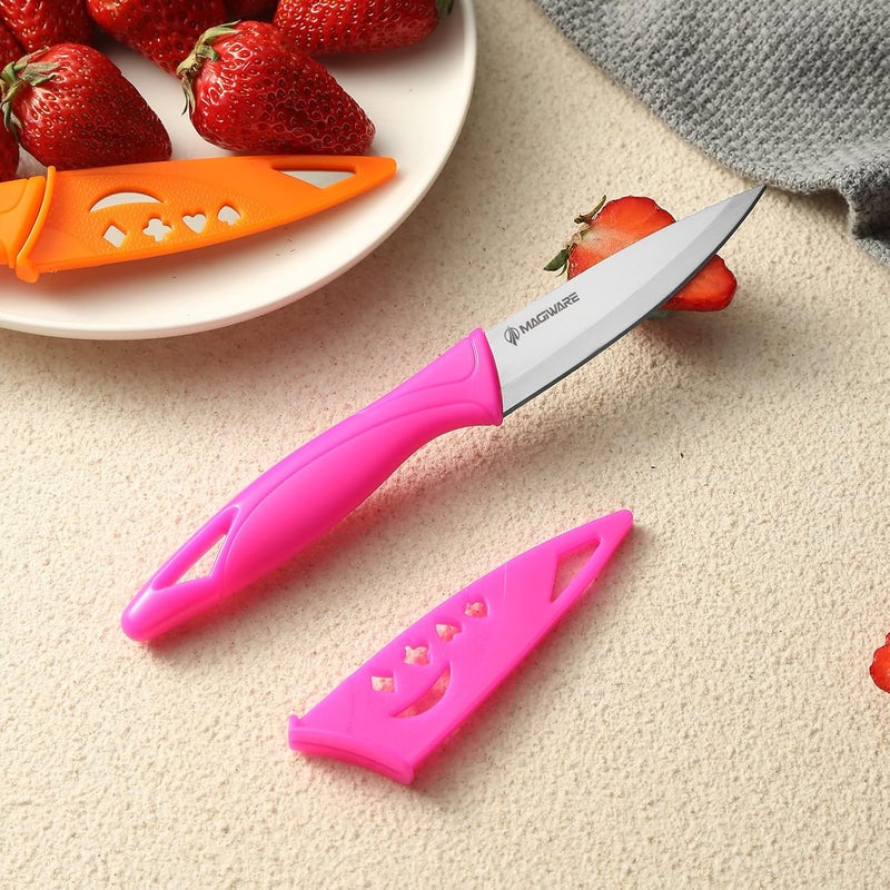 Magiware Paring Knife, 8PCS Paring Knife Set with Cover, Small Kitchen Vegetable Fruit Knives, 3.5 Inch Ultra Sharp PP Handle - Image 4
